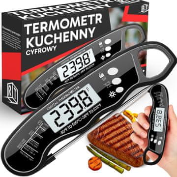 Retoo CIFRNI KUHINJSKI TERMOMETER ZA MESO IN HRANO NA ŽARU Z IGLO IN LCD-ZASLONOM –50 °C do +300 °C – OR1029