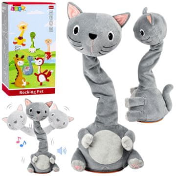 slomart LEAN TOYS Plišani Gugalni muc, siv
