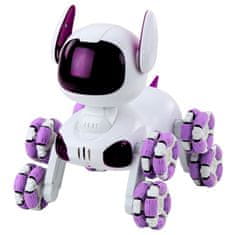 slomart LEAN TOYS robot pes TOOBY, daljinsko voden, RC, 360, luči, zvok, belo-vijoličen