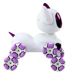 slomart LEAN TOYS robot pes TOOBY, daljinsko voden, RC, 360, luči, zvok, belo-vijoličen