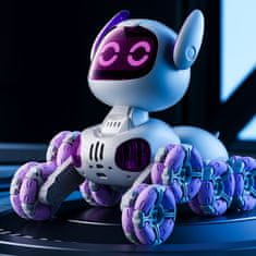 slomart LEAN TOYS robot pes TOOBY, daljinsko voden, RC, 360, luči, zvok, belo-vijoličen