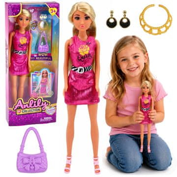 slomart LEAN TOYS Lutka Anlily v roza obleki z dodatki