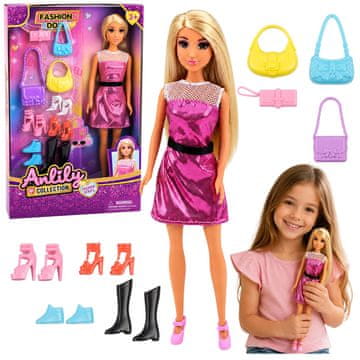 slomart LEAN TOYS Lutka Anlily Modna v roza obleki z dodatki
