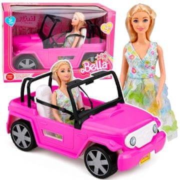 slomart Lutka Bella v roza kabrioletu, 30 cm, LEAN TOYS
