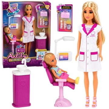slomart Lutka Anlily Zobozdravnica z opremo za zobozdravstvo, LEAN TOYS