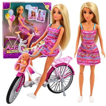 slomart Lutka Anlily s kolesom, otroškim sedežem in dojenčkom, LEAN TOYS