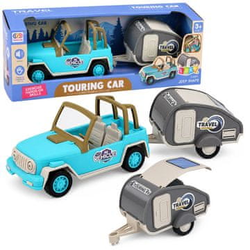 slomart Terenski avto z modrim kamperjem, zvočni efekti, LEAN TOYS