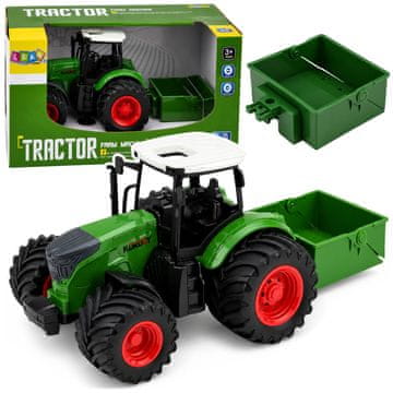 slomart Traktor kmetijski LEAN TOYS 1:24 z razsipalnikom gnojila, zelena