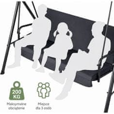 slomart LEAN vrtna gugalnica, 3-sedežna, siva, z vzmetjo