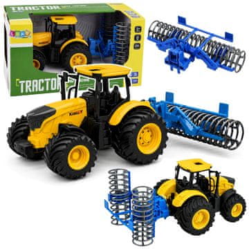 slomart LEAN TOYS Traktor kmetijski z valjem, luči in zvoki, rumen 1:24