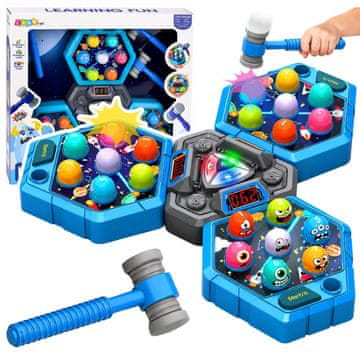 slomart LEAN TOYS Whack-A-Mole igra spretnosti, 3 načini, svetleči kladivi