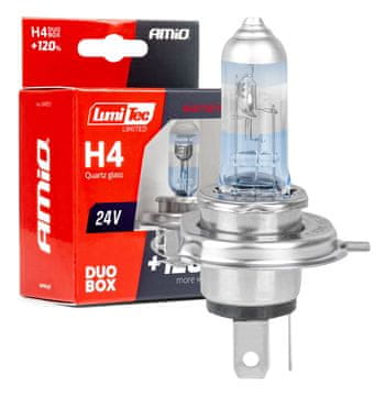 slomart Avtomobilske H4 žarnice AMiO LumiTec, 24V, 75/70W, +120% svetlobe, 2 kosa