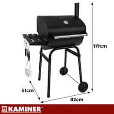 slomart Kaminer vrtni žar s pokrovom 82x51x117cm, črn