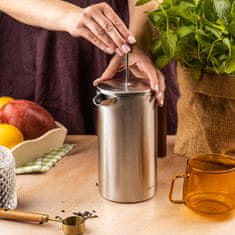 slomart KING Hoff French press, 1l, dvojna stena, leseni ročaj