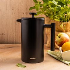 slomart KING Hoff French press, 1l, mat črn, leseni ročaj