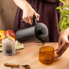 slomart KING Hoff French press, 1l, mat črn, leseni ročaj
