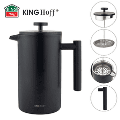 slomart KING Hoff French press, 1l, mat črn, leseni ročaj