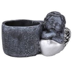 GARDEN LINE CEMENTNA nagrobna posoda, siva Z ANGELOM, DEKORACIJA za grob, OVOJ 24,5x14x15 cm