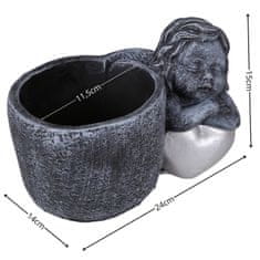 GARDEN LINE CEMENTNA nagrobna posoda, siva Z ANGELOM, DEKORACIJA za grob, OVOJ 24,5x14x15 cm
