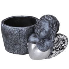 GARDEN LINE CEMENTNA nagrobna posoda, siva Z ANGELOM, DEKORACIJA za grob, OVOJ 24,5x14x15 cm