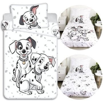 Disney DISNEY 101 Dalmatincev Bela, DVOJNA STRAN, bombažna otroška posteljnina na zadrgo, 100% BOMBAŽ 100x135cm+40x60cm OEKO-TEX