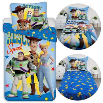 Disney DISNEY Toy Story Modra, DVOSMERNA, bombažna otroška posteljnina na zadrgo, 100% BOMBAŽ 140x200cm+70x90cm OEKO-TEX