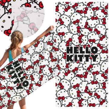 HELLO KITTY Hello Kitty Bela, HITRO SUŠEČA brisača za plažo, kopalna brisača, 100% BOMBAŽ 70x140 cm OEKO-TEX