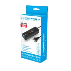 Esperanza Esperanza EZC109 univerzalni USB-C polnilnik, 60W, črn