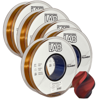 Professional Lab 5x Silk PLA Trojna Barva rdeča rumena modra filament 1.75mm - Professional Lab Sijajni Filament za 3D Tisk (1kg Kolut)