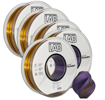 Professional Lab 5x Silk PLA Trojna Barva črna zlata vijolična filament 1.75mm - Professional Lab Sijajni Filament za 3D Tisk (1kg Kolut)