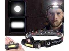 Verkgroup naglavna polnilna LED svetilka, COB + XPE, 4-v-1