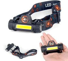 Verkgroup naglavna polnilna LED svetilka, COB + XPE, 4-v-1