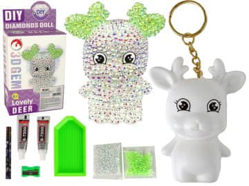 slomart LEAN TOYS 3D diamantni obesek: Jelenček z bleščicami (bel)