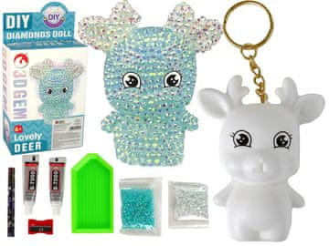 slomart LEAN TOYS 3D diamantni obesek: Jelenček z bleščicami (modra)