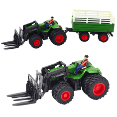 shumee RC kmetijski traktor na daljinsko upravljanje s prikolico in vilicami, dvojna kolesa