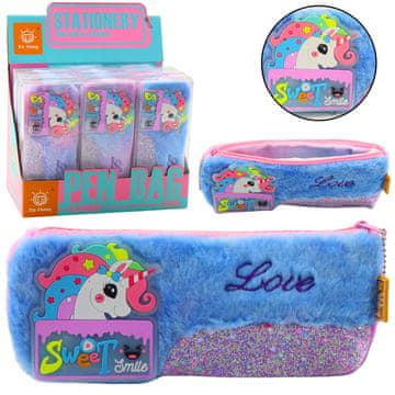 slomart Plush peresnica z enorogom, sijoči elementi, modri enorog