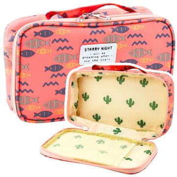 slomart Šolski peresnica LEAN, organizator, z notranjim žepom, ribice, roza, 21,5 cm