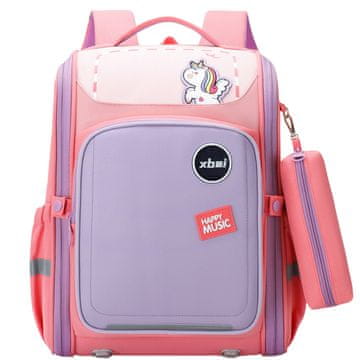 shumee Šolski nahrbtnik s samorogovim prsnim pasom, pastelno roza, 21 l, 39 cm