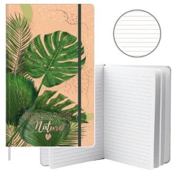 slomart Zvezek Planner Liste Monstera Gumica A5, 80 listov