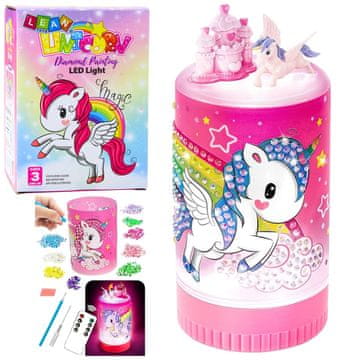slomart Kreativni set, samorog v kozarcu, diamanti, nočna lučka, daljinski upravljalnik, DIY, Lean Toys