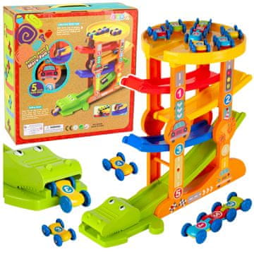 slomart Avtomobilski Dirkaški Rojznik Krokodil 5 Nivojev - LEAN TOYS