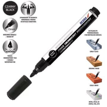 slomart Dedra Tehnični marker črn okrogel 1.5mm, 2 kosa
