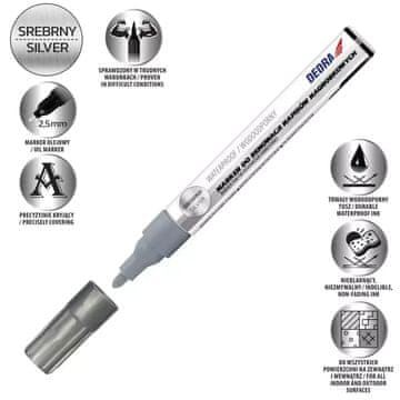 slomart Dedra Marker za spomenike, srebrn, 2.5mm