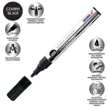 slomart Dedra Marker za spomenike, črn, 2.5mm