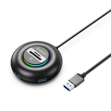 Orico YXR5-U3 HUB USB adapter - 3x USB 3.0 / bralnik SD kartic 1.8m, črn