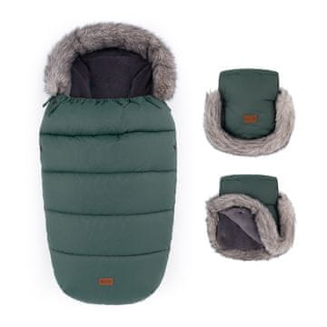 PETITE&MARS Komplet udobnih zimskih rokavic 4v1 Fuzzy + Furry Veritable Khaki