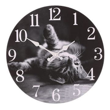 Autronic Stenska ura Wall clock - diameter 34 cm, MDF, playful kitten (HA1806)