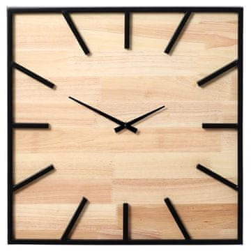 Autronic Stenska ura Wall clock - square, made of metal and rubber wood (FA23-017)