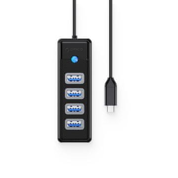 Orico PW4U-C3 HUB USB-C adapter - 4x USB 3.0 1m, črn