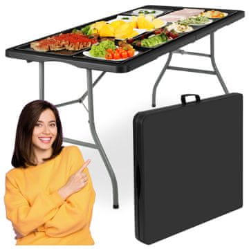 shumee Zložljiva gostinska miza Rico v kovček 150 cm črne barve